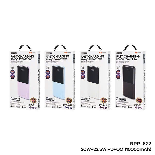 Pin sạc dự phòng Remax RPP-622 10.000mah QC3+ PD22.5W